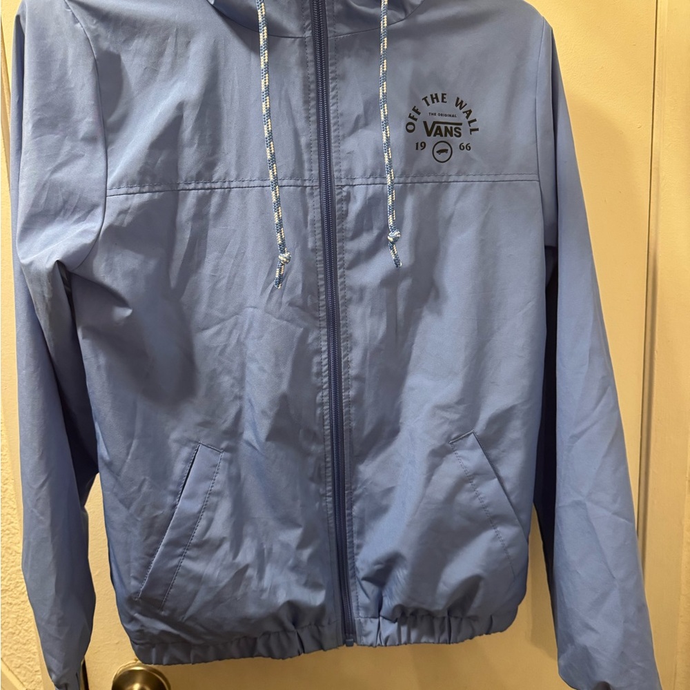 Vans Womens Sz XS Full Zip Windbreaker Jacket Lilac Blue Lightweight Hooded
